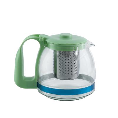 China Good Soda Lime Glass Teapot Viable Clear Stainless Steel Strainer Infuser Heat Resistant Teapot for sale