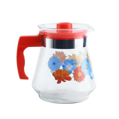 China Large Size 1500ML Sustainable Heat Resistant Glass Teapot With Plastic Handle And Lid for sale