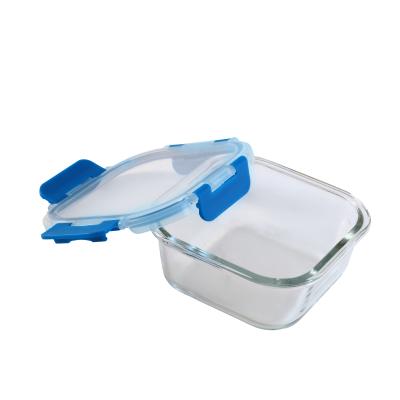 China Microwavable glass food container/heat resistant glass food storage container with plastic lid for sale