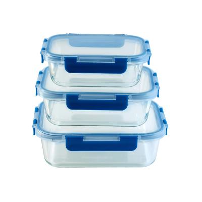 China Food Storage Containers BPA Free Transparent Leakproof Glass Lid Food Storage Freshness Preservation Kitchen Different Size for sale