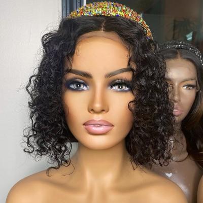 China Hot Sale Loose Curly Human Wig 100% Virgin Raw Cuticle Aligned Bob Loose Curly Lace Front Wigs Short Hair Glueless Lace Wigs For Black Women for sale