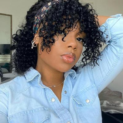 China Unprocessed Pixie Curly Human Hair Headband Wig New Arrival Brazilian Curly Hair Headband Deep Curly Virgin Hair Wigs For Black Women for sale