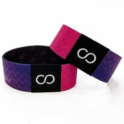 China Wholesale Eco-friendly Polyester Elastic Wristband Customized Sublimation Printing Fabric Elastic Wrist Band With Logo for sale