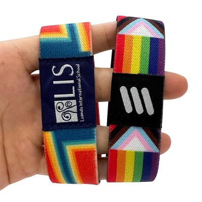 China Wholesale Eco-friendly Polyester Elastic Wristband Customized Sublimation Printing Fabric Elastic Wrist Band With Logo for sale