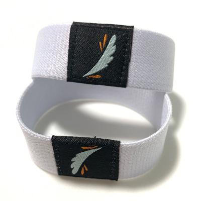 China Factory OEM Elastic Custom Woven Wrist Band Label Fabric Sublimation Cloth White Empty Wristbands Eco-friendly for sale