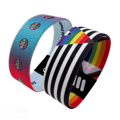 China New Arrival Fancy Design Fabric Hand Band Eco-friendly Custom Elastic Polyester Printed Fashion Festival Wristband for sale