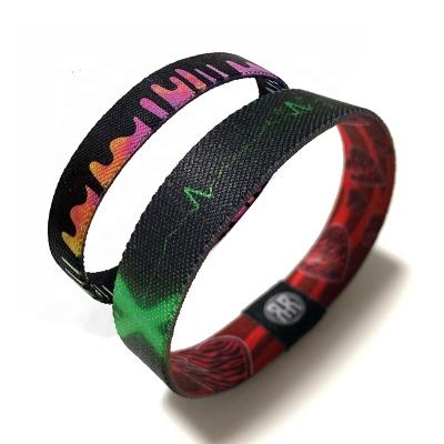 China Promotional Gift Cheap Woven Wristband Eco-friendly Customized Polyester Fabric Thick Elastic Wristband For Concert for sale