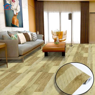 China Modern Self Adhesive Rustic PVC Plank Look Floor Film Removable Rustic Wood Sticker for sale