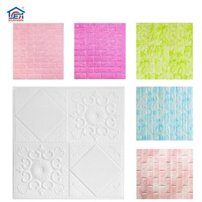 China Modern 3d Xpe Self Adhesive PE Foam Embossed White Flower Designs Wallpaper For Home Decoration for sale