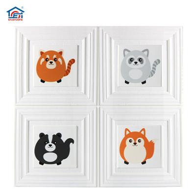 China Easy Cut and Trim White Animal 3D Wall Panels Peel and Stick Wallpaper for Living Room Bedroom Background Wall Decoration for sale