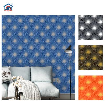 China 0.53x10m Modern Wholesale PVC 3D Bedroom Glitter Home Decoration Interior Decorative Wall Papers Wallpaper for sale