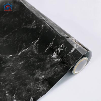 China China New Arrival Modern Marble Texture High Gloss Black Line PVC Coating 3D Furniture Wallpapers for sale