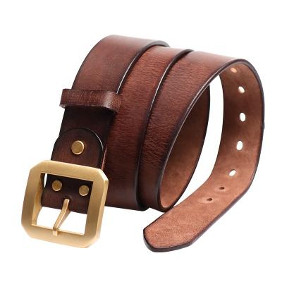 China Vintage Top Grain Cowhide Genuine Leather Handmade High Quality Business Casual Dress Dress Belts For Men for sale