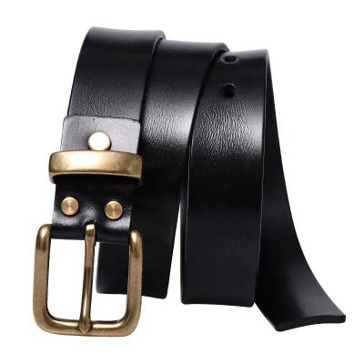 China Wholesale Vintage Belts For Men's Stock Factory Factory Genuine Leather Dress Black Coffee Color for sale