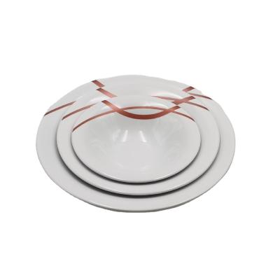 China 2021 Sustainable Modern Style Ceramic Tableware Bowl Set Vertical Pattern Reverse Striped Bowl Salad Bow for sale