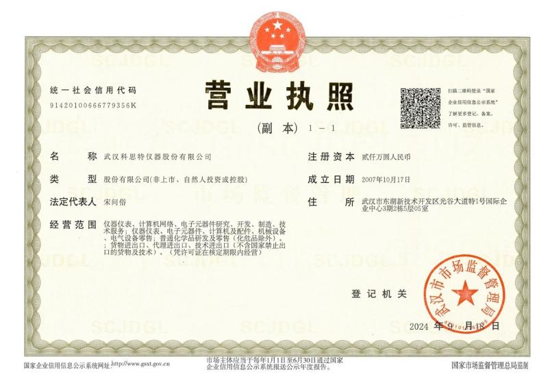 Business Licence - Wuhan Corrtest Instruments Corp., Ltd.