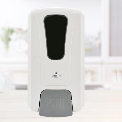 China Foam Soap Dispenser OEM ABS Plastic Manual Spray Foam Drop Hand Sanitisers Dispenser 1200ml Push Bottom Dispenser For Hospital Hotel for sale