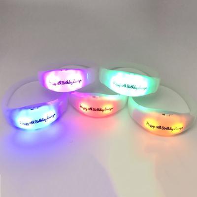 China Lighting with LOGO Customized Wedding Party Light Sound Up Music LED Wristband Glow Bracelet Noise Activated for sale