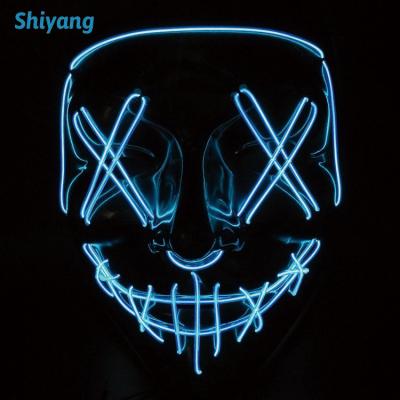 China PVC Halloween Party Decoration Glow Mask Light Party LED V Mask for sale