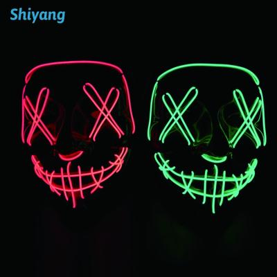 China PVC Party Supplies Glow in the Dark Costume LED Mask Halloween Decoration Light Up V LED Party Mask for sale