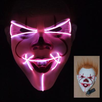 China PVC Halloween Party Supplies Scary LED Party Mask Clown Shape Glow EL Mask for sale