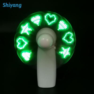 China Mini and Portable Fan Wedding Gifts Open Supplies Mini Electric Fan Custom Message LED Beautiful Hand Held Fan for sale