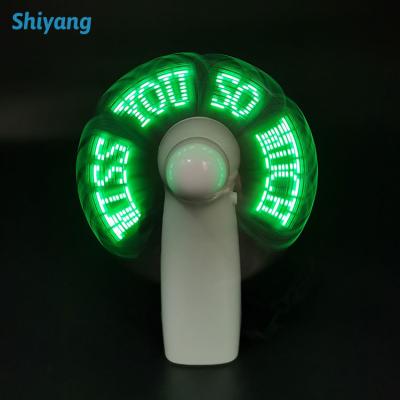 China Wholesale DIY Self LED Fan Mini and Portable Programmable Mini Text Fan LED Message Fan for sale