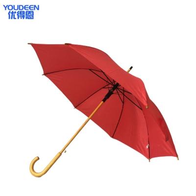 China Chinese Modern Wooden Handle Promotion Manual Stick Umbrella Stick Umbrella Straight Auto Open Gift for sale