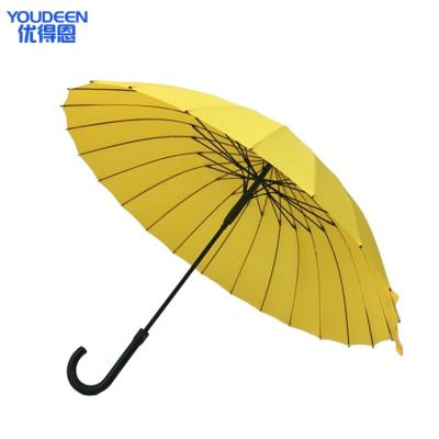 China Custom Multi Panels 24ribs Auto Open Upright Umbrella Bright Multi End Umbrella Bright Yellow for sale