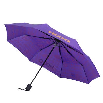 China Three Fold Manual Open And Manual Narrow Storm Proof Customs Print Manual Triple Compact Flat Umbrella for sale