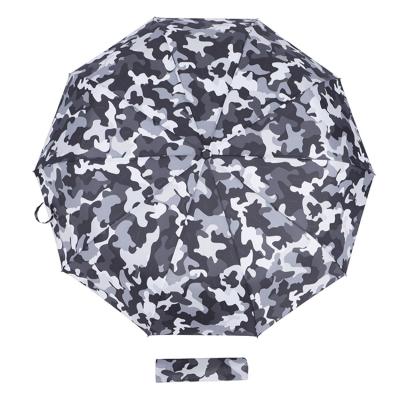 China Fully Automatic Full Automatic Camouflage Rain Three Fold Travel Thin Umbrella With Waterproof Cover for sale