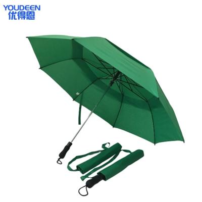 China Narrow Vented Two Folding Auto Open Manual Wholesale Xiamen Factory Fan Double Layer 2 Folding Umbrella for sale