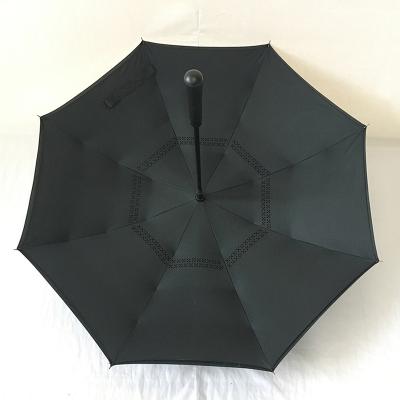 China Custom Auto Open Reverse Umbrella Black Invert Reverse Umbrella With Straight Handle for sale