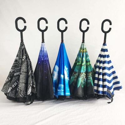 China Inverted reverse umberlla double layer English newspaper high quality umbrella for sale