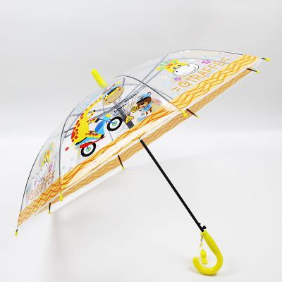 China Straight Transparent Umbrella Transparent Umbrella With Giraffe Logo Printing for sale