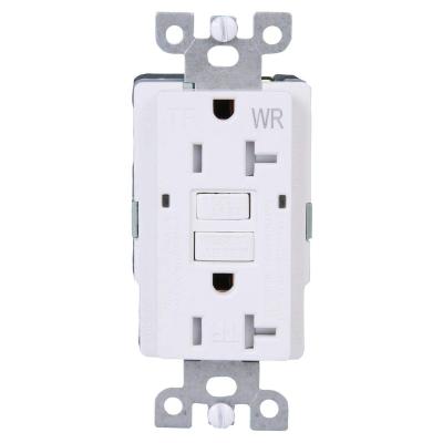 China tamper & Time Resistant Smart 125V 20Amp WR TR GFI GFCI Socket Wall Outlet White Duplex Self Test Receptacle With Wallplate For Home for sale