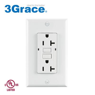 China Electrical Wall Outlet U L 2015 20 Amp Residential / General Purpose GFCI Dual Light Dual LED Regular White White Outlet for sale