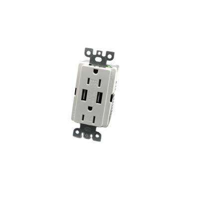 China Durable 15A TR Receptacle Charging Power Socket With USB Ports USB Electrical Outlet for sale