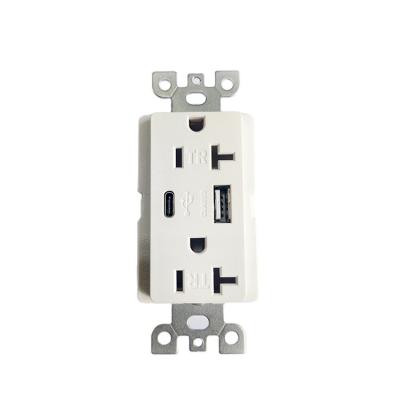 China USA USB Wall Socket Residential / General Purpose Standard Type A Type-C 20A 125V Speed ​​Charging USB Power For Wall Outlet for sale