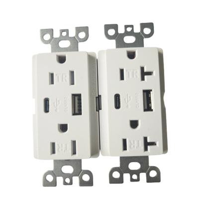 China Residential / General Purpose Type A & Type C USB Standard Receptacle Usb Wall Sockets USB 15a Tamper Heavy Duty for sale