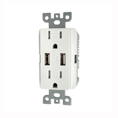 China Wholesale Residential/General Purpose Duplex USB Wall Outlet 15A 125V AC Receptacle Wall Outlt To USB Adapter for sale