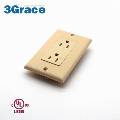 China TDT15 Durable Decorative Duplex Electrical Outlet 15A 125V Tamper-Resistant for sale