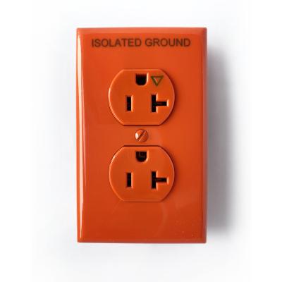 China Hospital American Standard Isolation Ground Electrical Wall Outlet Ups (Orange Color) 20a -125v Duplex Receptacle for sale