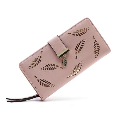 China Other Wholesale Running Hollow Leaves Design Coin And Card Purse Cheap Fancy Women Ladies Purses Wallets With Good Quality for sale