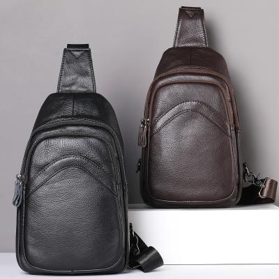 China Waterproof Mens Trunk Bag Messenger Shoulder Bags Cross - Body Handbags Sling Genuine Leather Traveling Bags For Men for sale