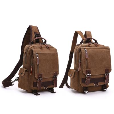 China Others Vintage Sling Canvas Single Bags and Backpack for Large Men's Backpacks Shoulder Bags Men Travel School Bag for sale