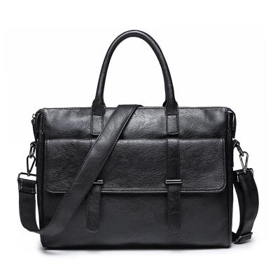 China Black Classic British Style Fashion Men Bags High Quality PU Shoulder Bag Men Briefcase for sale