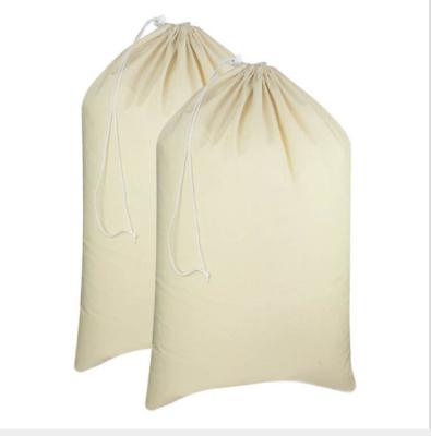 China New Modern Large Drawstring Cotton Laundry Bag Household Storage Bag for sale