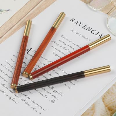 China Wholesale Normal Retro Pen Wholesale Mahogany Neutral Metal Sandalwood Pen Signature Gift Brass Pen for sale