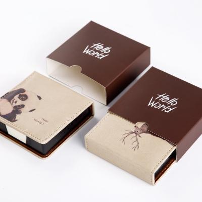 China Beautiful Loose Leaf Style Custom Sticky Notes Pads With PU Leather Box for sale